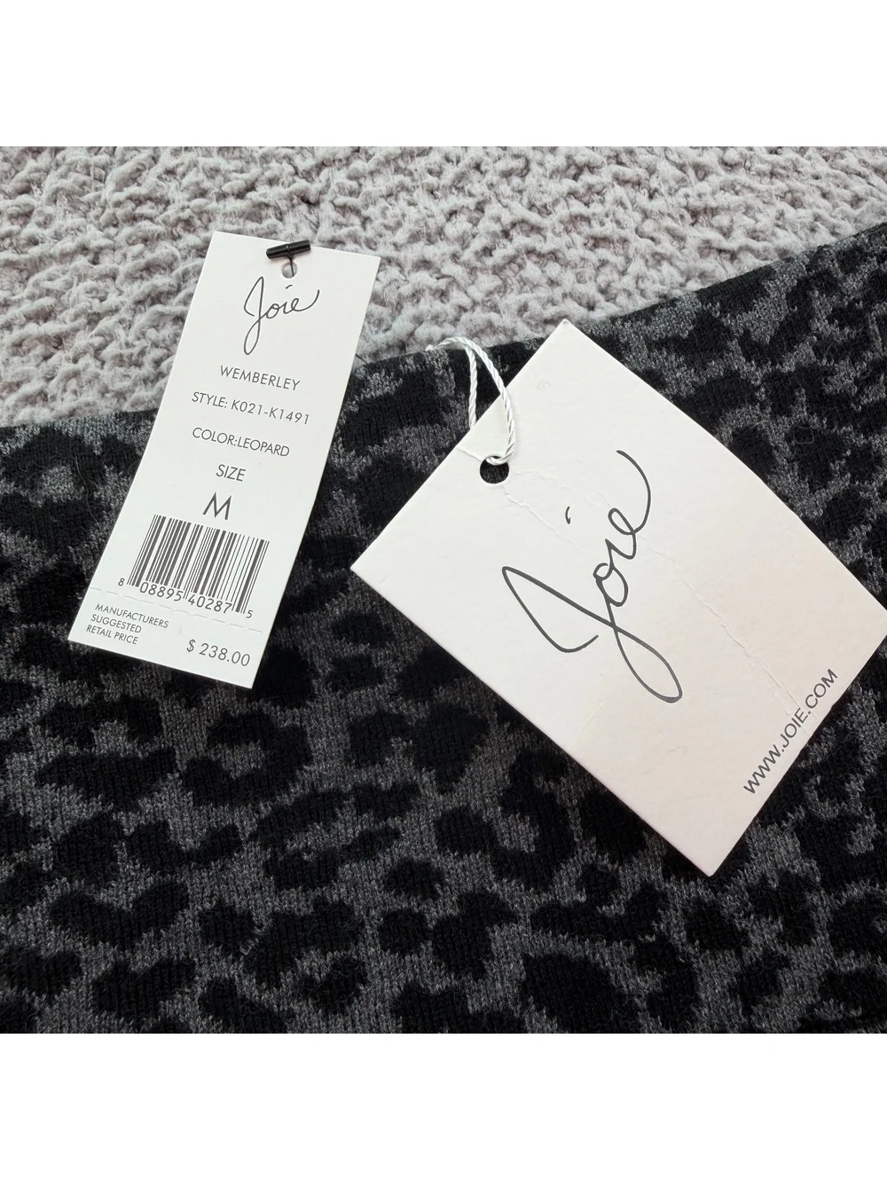 NWT Joie Wemberley Leopard Jacquard Knit Flared Mini Skirt Gray Black Size M